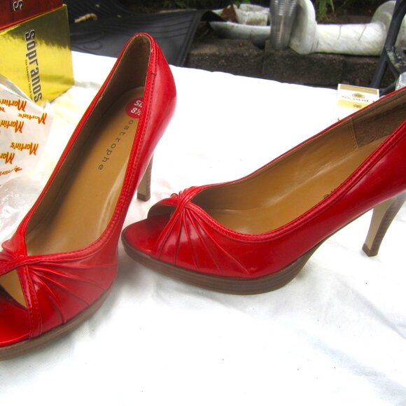 STYLISH APOSTROPHE RED PEEPTOE HEELED SHOES, PAYTON 41477, 8.5M - Picture 2 of 7